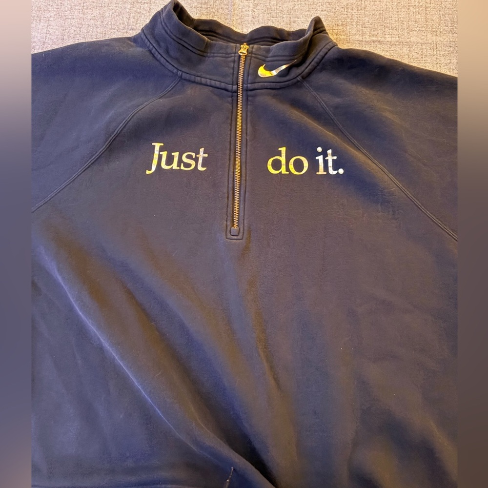 Nike Black cropped half zip Sweatshirt with gold logo plus size